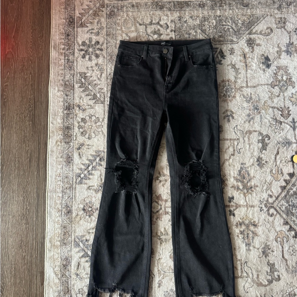 High Rise Black Distressed Women Jeans